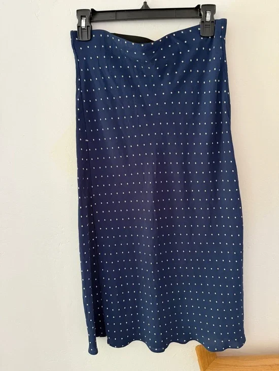 Madewell Navy Polka Dot Skirt with Ivory Dots - Picture 2 of 3